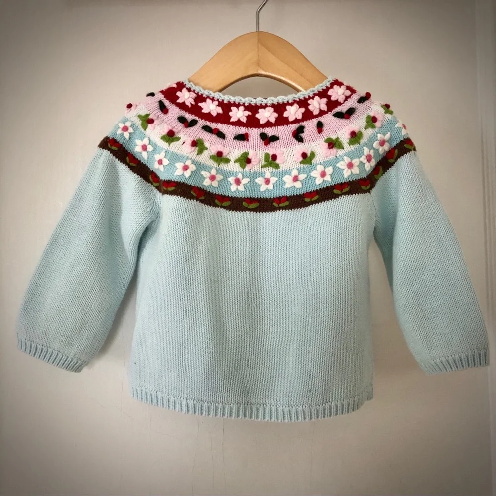 Gap Baby girl blue flower cardigan size 12 Months